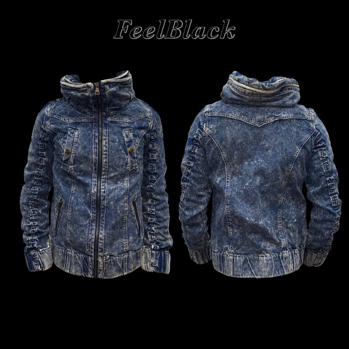 H.C.M.II High-Neck Washed Biker Jacket 상품이미지2