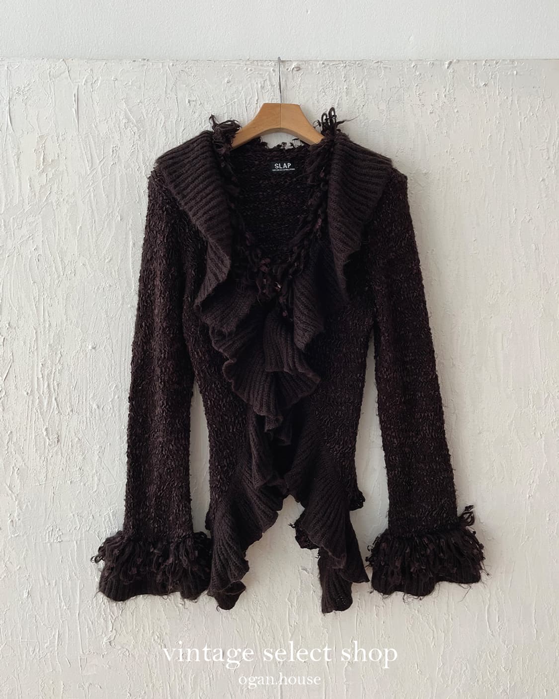 vintage chocolate frill knit cardigan 상품이미지2