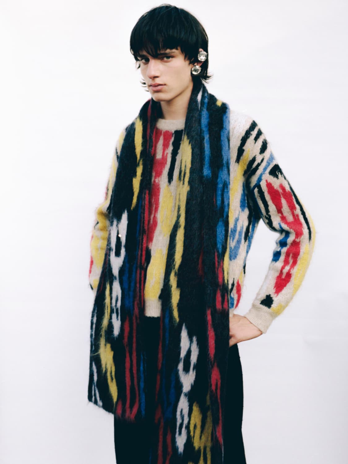 생로랑 레오파드 모헤어 캐시미어 머플러 상품이미지2