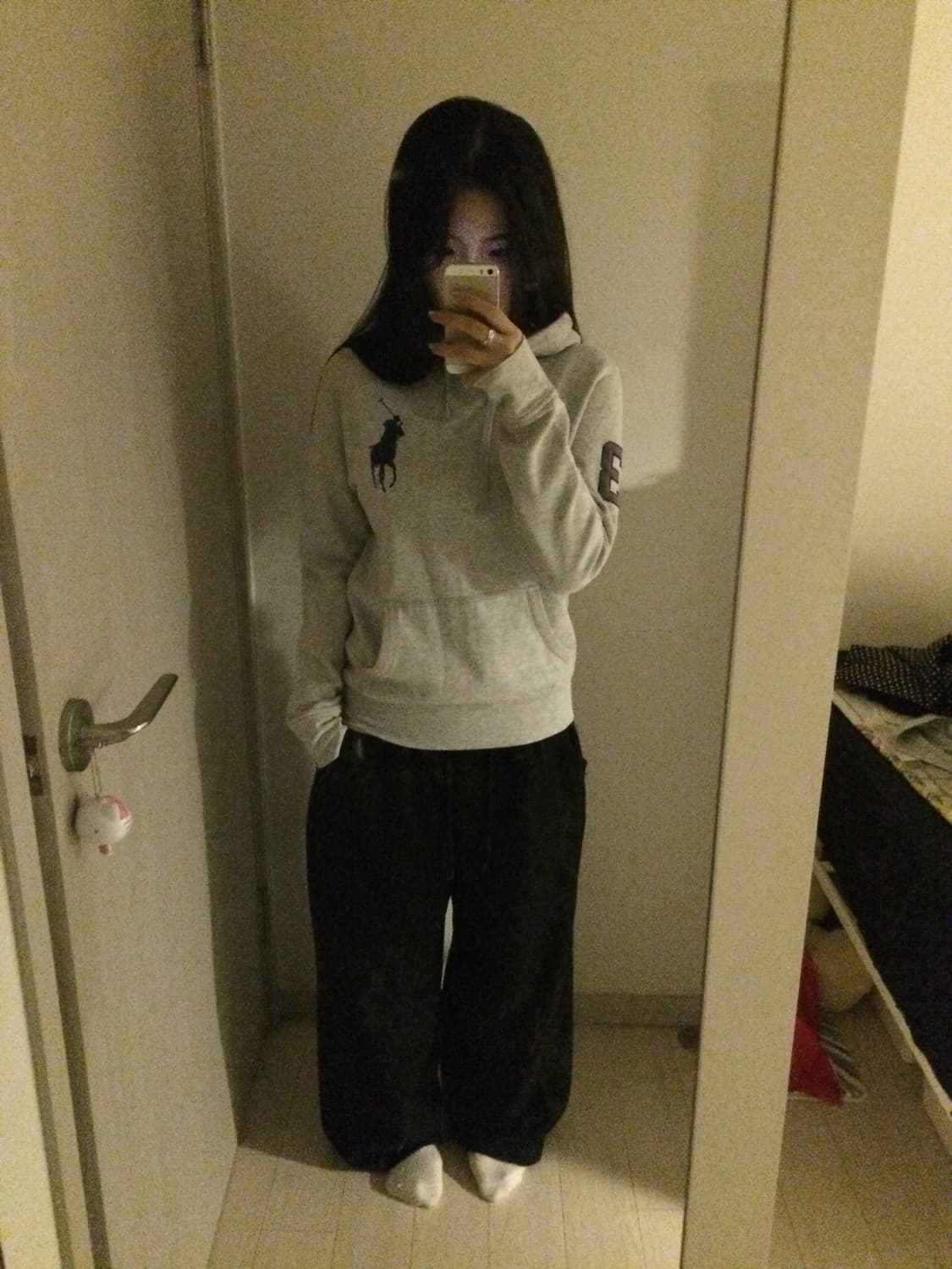 폴로 빅포니 그레이 후드티 xs 상품이미지5