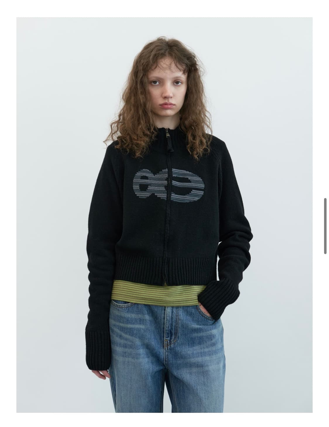 엔조 블루스 니들 로고 하이넥 집업 (Black) 상품이미지3