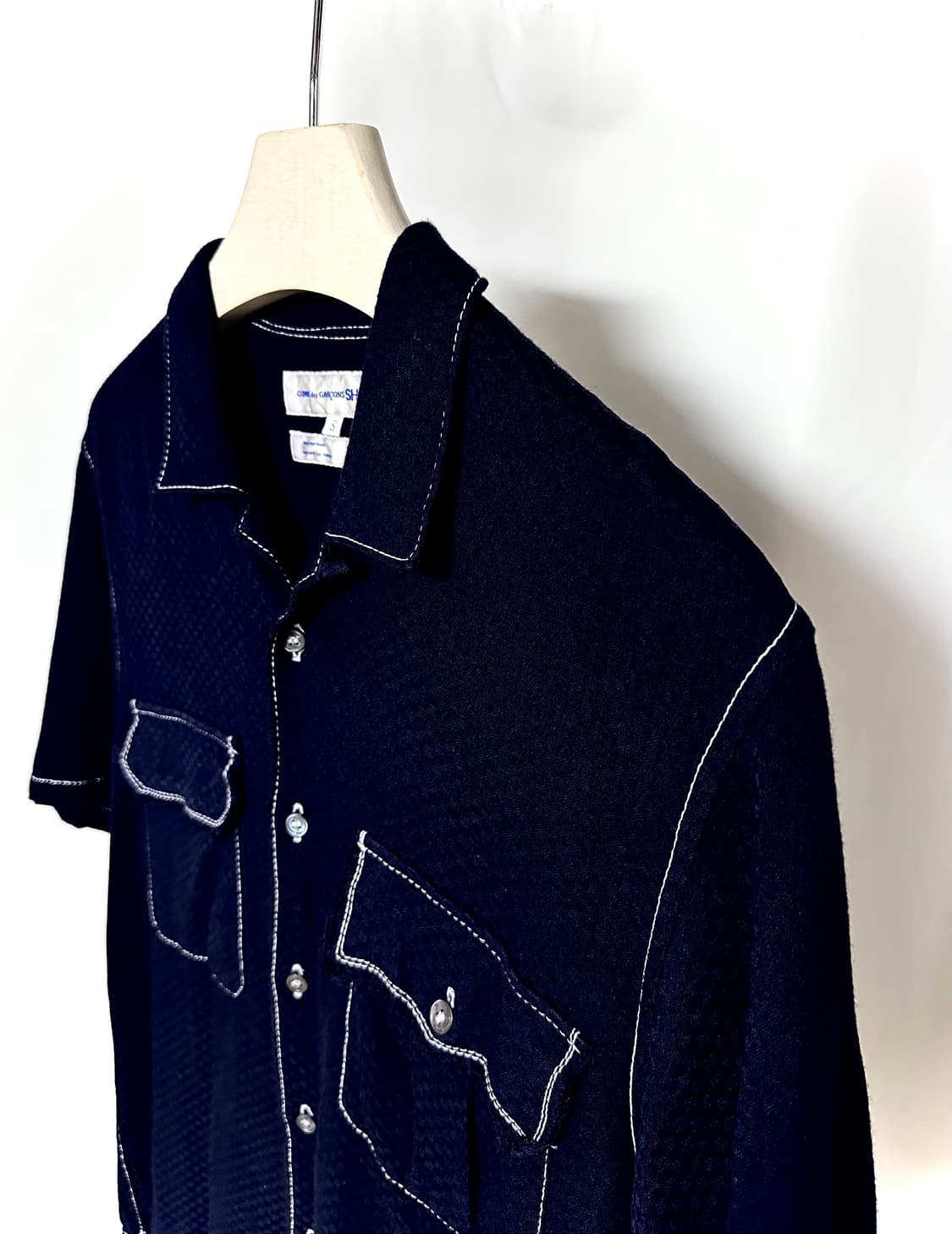 COMME des GARÇONS 스티치 오픈카라 셔츠 상품이미지2