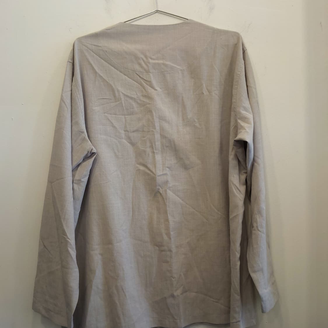 린넨 헨리넥 루즈핏 노카라 셔츠 상품이미지5