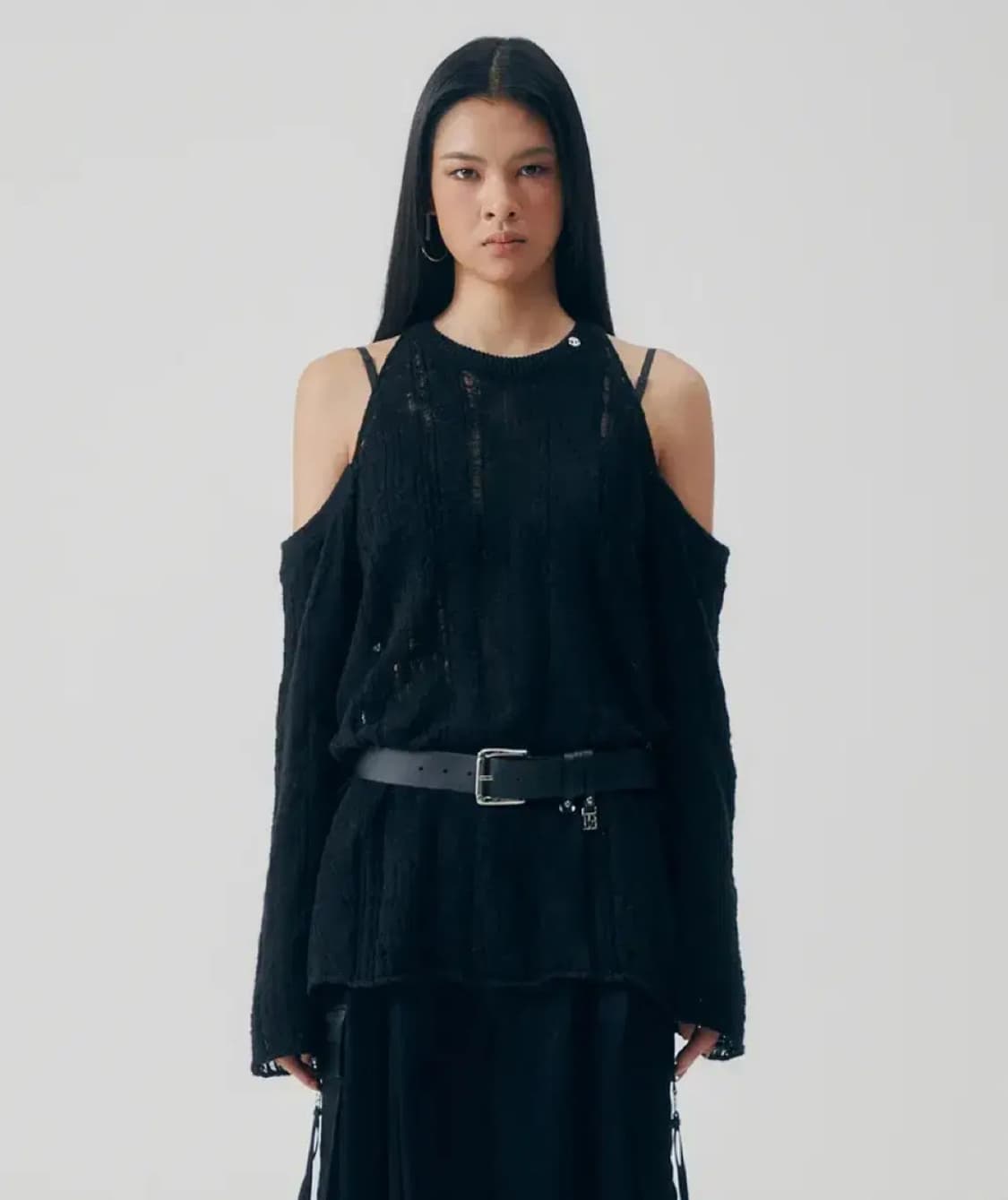 트리밍버드 오프숄더 케이블 니트 상품이미지1