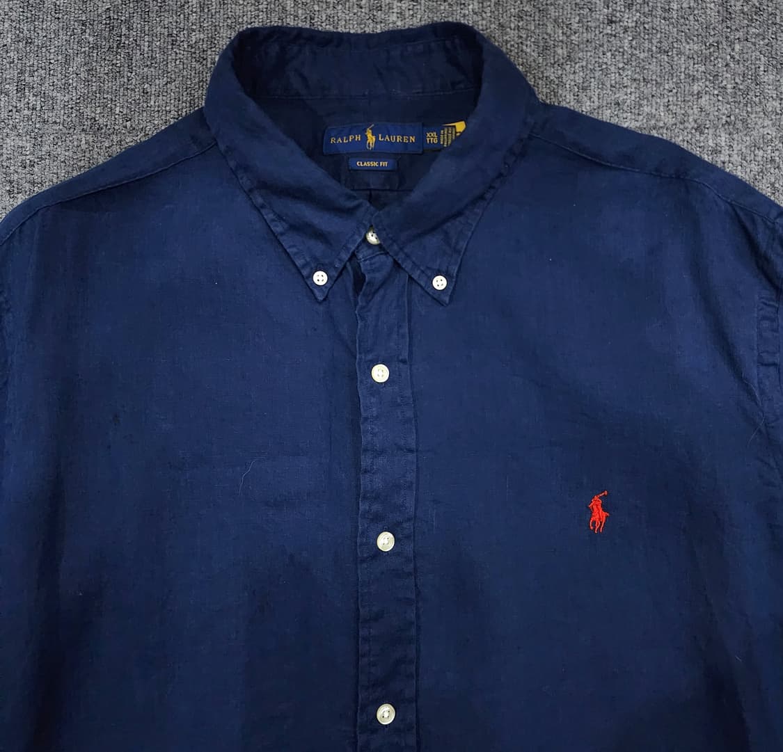폴로 랄프로렌 클래식핏 린넨 네이비 셔츠 XXL 상품이미지3