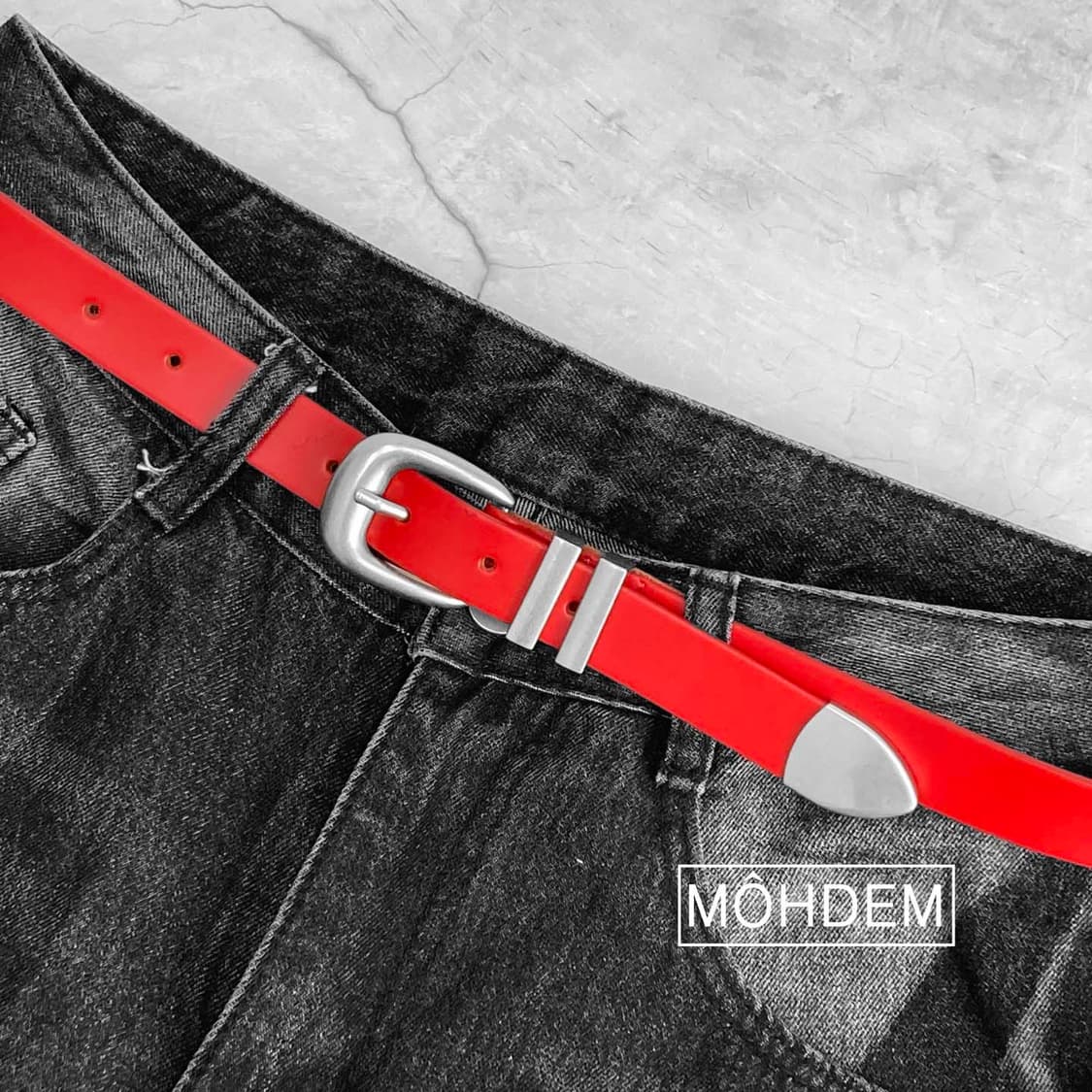 [Uinsex]더블링 웨스턴 소가죽 벨트 레드 상품이미지4