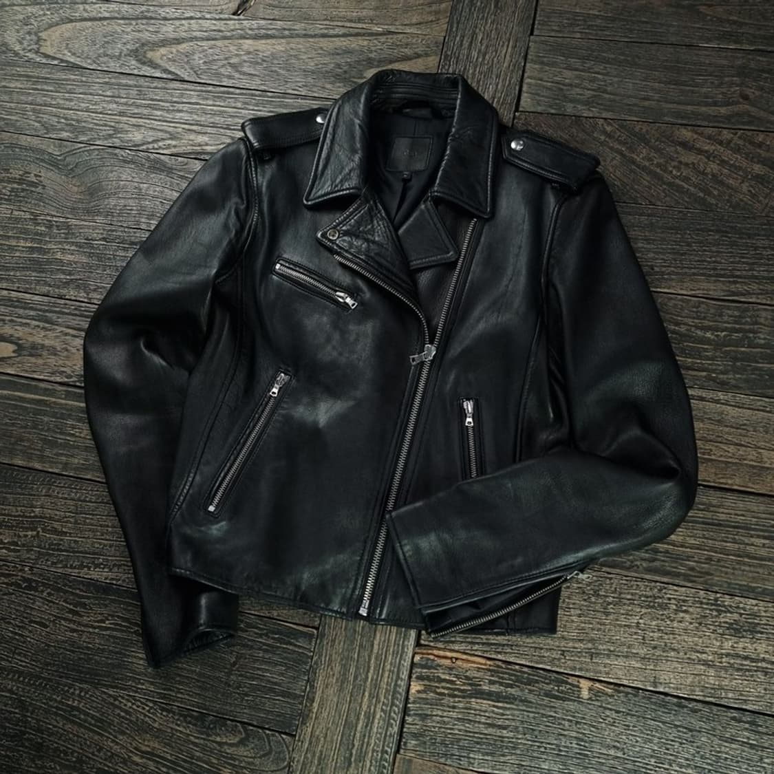 [갭] 리얼 램스킨 양가죽 사선 라이더 자켓 블랙 M18609 상품이미지1