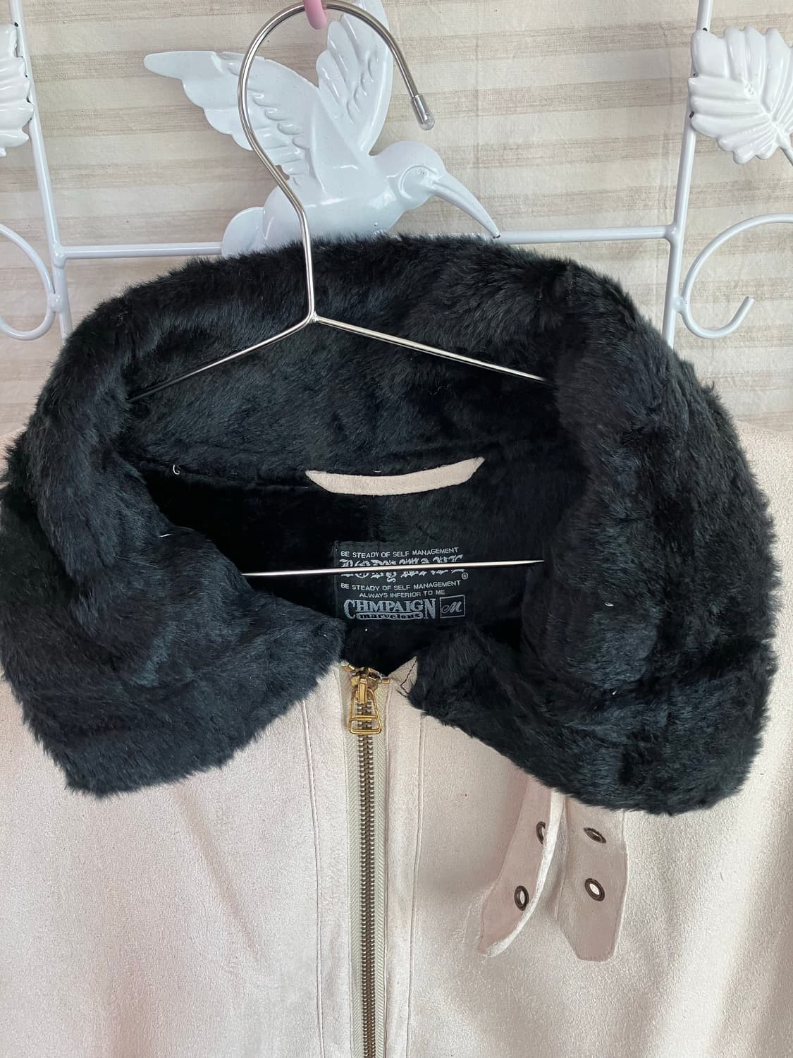 빈티지 아이보리 퍼 무스탕 y2k 스트릿 갸루 펑키 일본빈티지W-541  상품이미지4