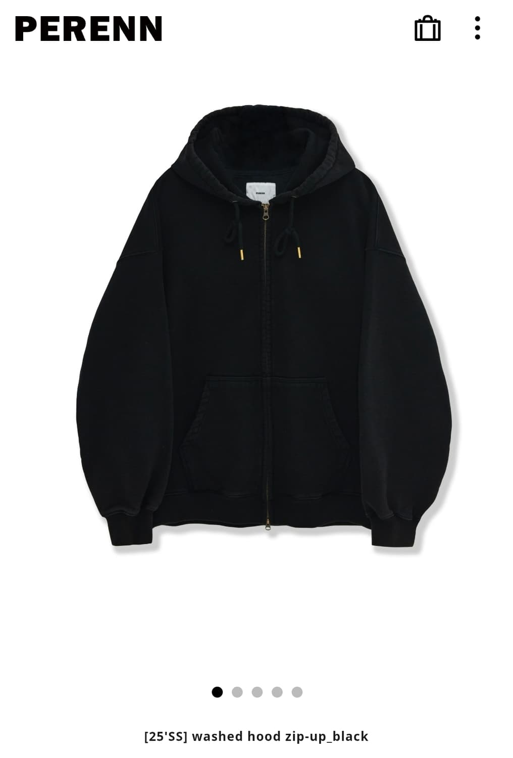 퍼렌 25ss 워시드 후드집업 블랙 상품이미지1