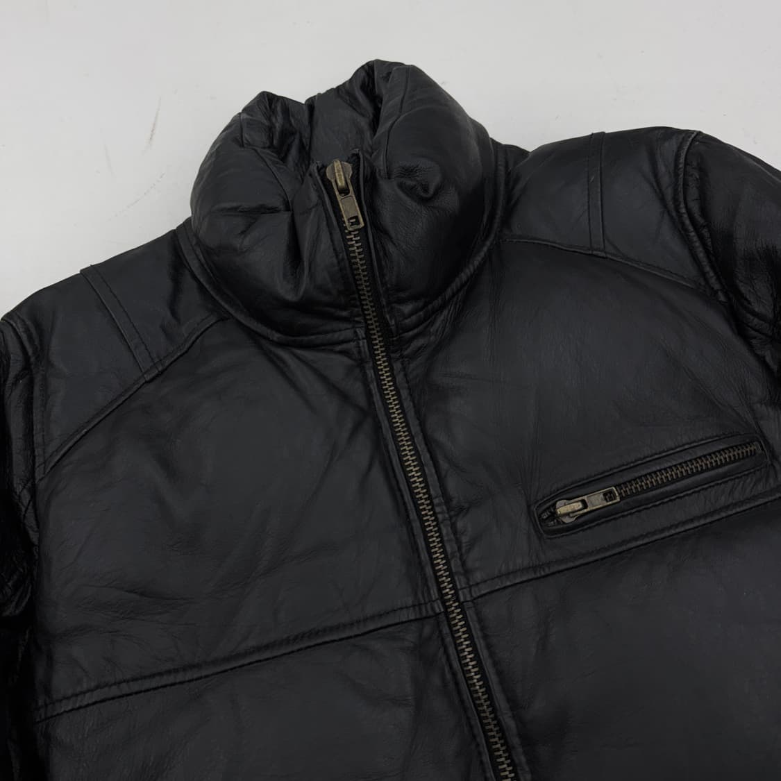 JPN 제팬 리얼레더 바이커 가죽 푸퍼 숏패딩 상품이미지3