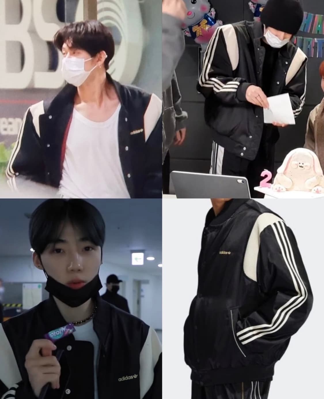 아디다스 빈티지 희귀 사틴 바시티 봄버 자켓 블랙 3XL 상품이미지3