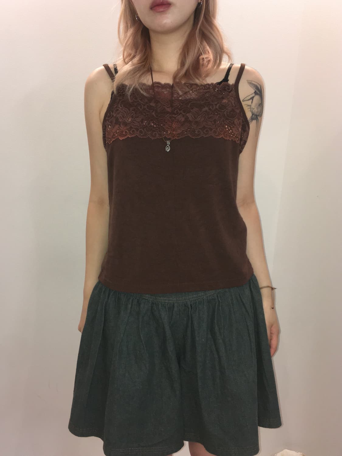 jpn vintage 브라운 레이스 슬리브리스 상품이미지1