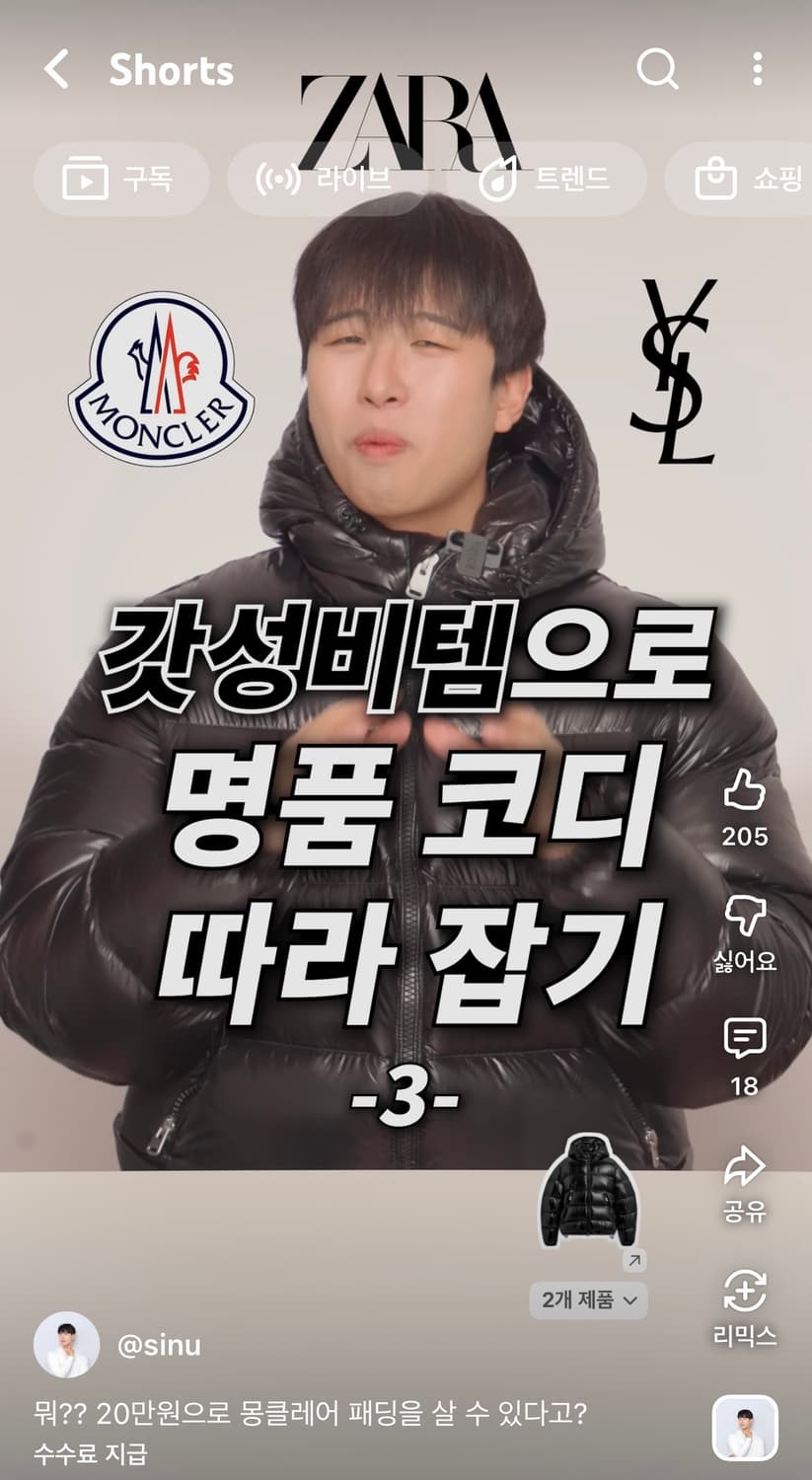 (새상품) 품절대란 자라 몽클레어 맛 패딩 상품이미지5