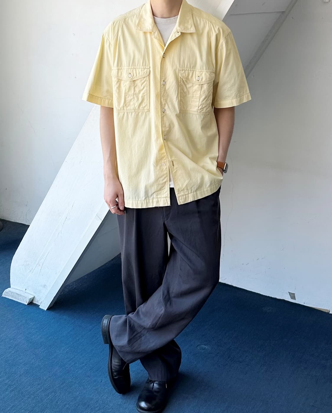 Light cotton design stitch H/S shirt 상품이미지8