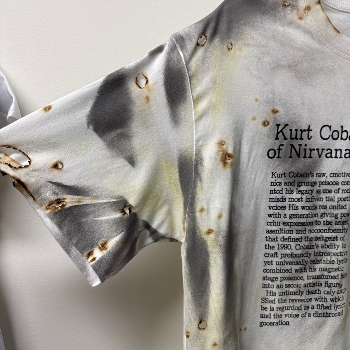 너바나 커트코베인 프린팅 디스트로이드 그릴드데미지 프린팅 워싱 반팔 상품이미지3