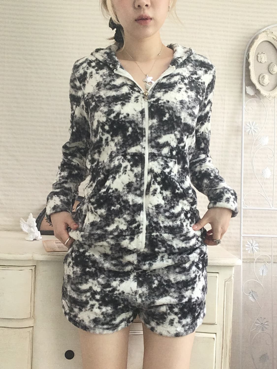 jpn vintage marble fleece pocket half pa 상품이미지3