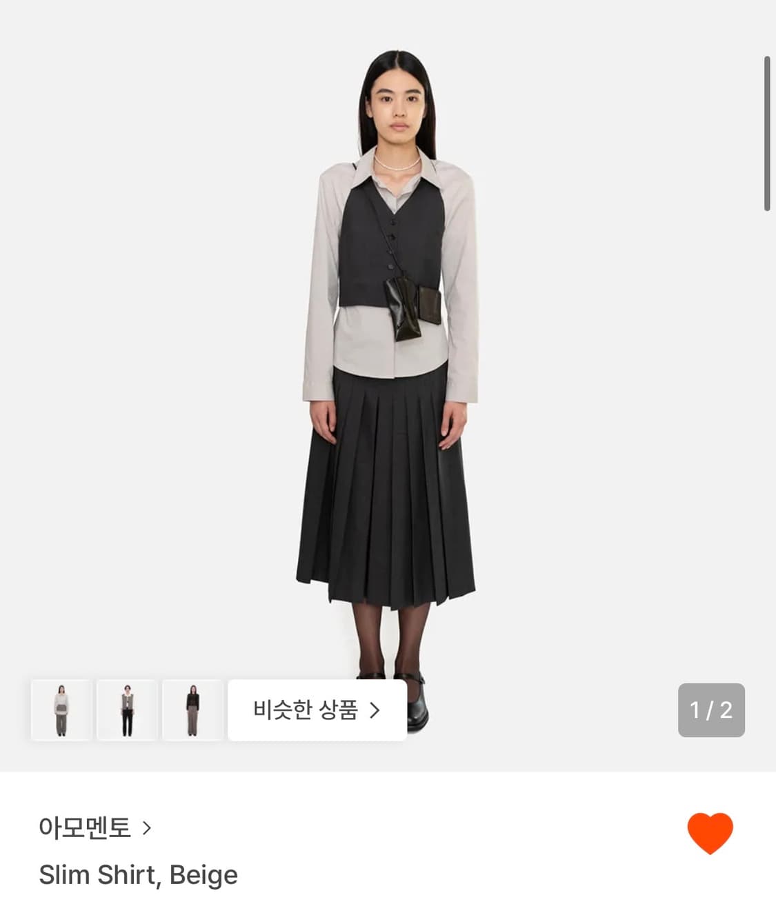 아모멘토 26 s/s slim shirt beige 1 size 상품이미지1