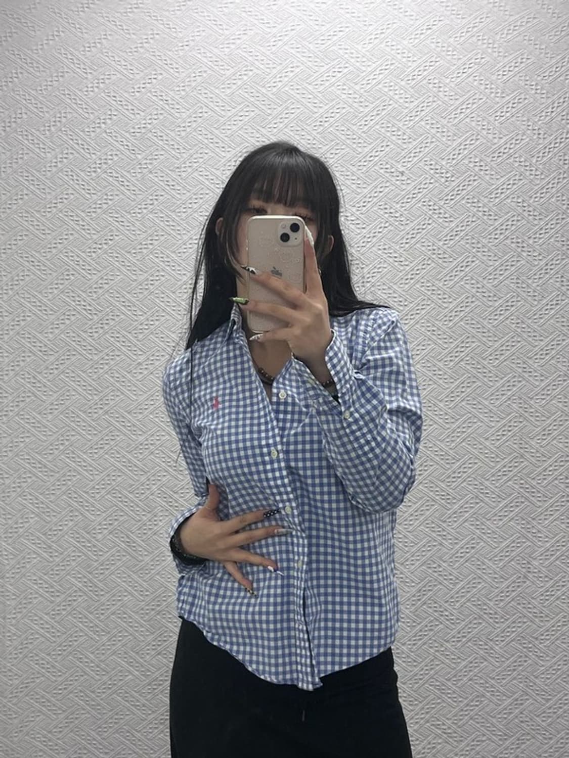 폴로 랄프로렌 빈티지 스카이블루 체크 셔츠 S C08833 상품이미지2