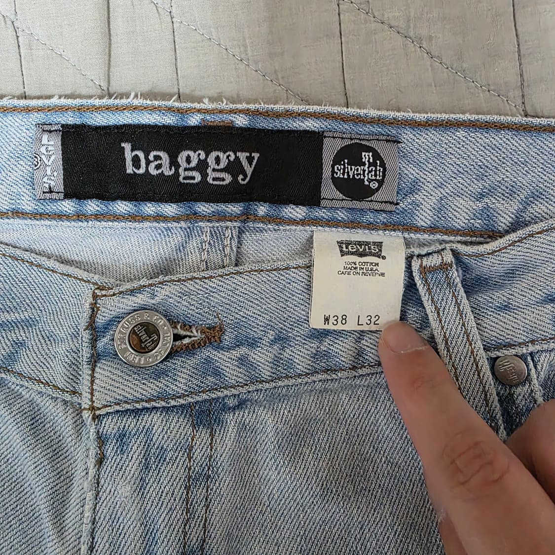 [38X32] 90s 빈티지 리바이스 실버탭 연청 배기핏 ver 라이트 상품이미지5