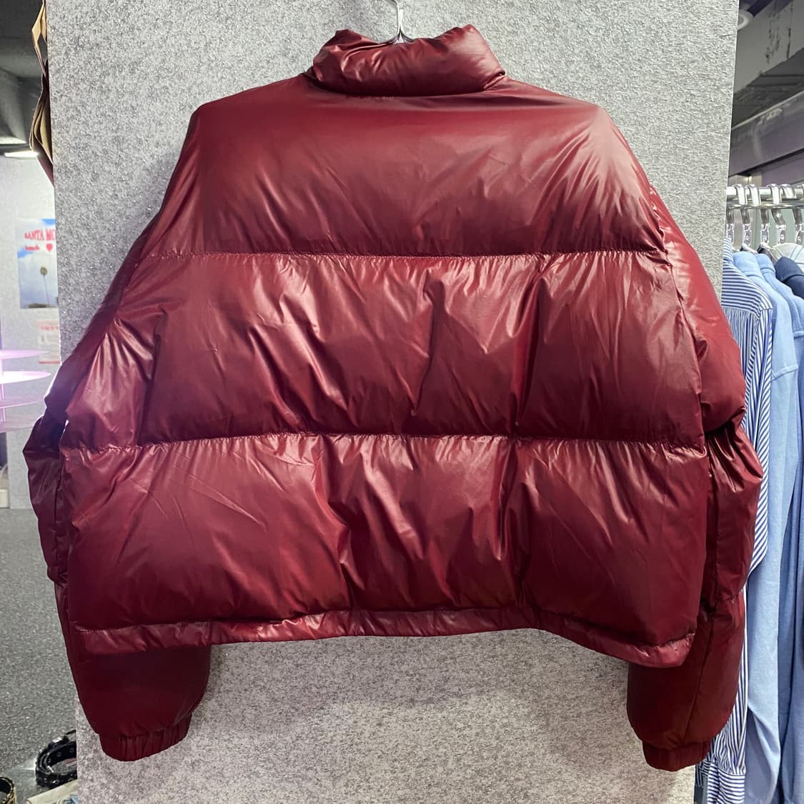 코드그라피 버건디 나일론 세미크롭 패딩 B3292 상품이미지4