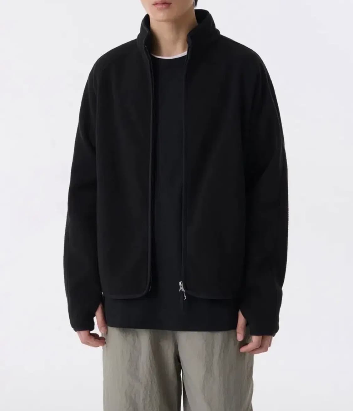 (XL) 무탠다드 폴라 플리스 래글런 하이넥 재킷 [블랙] 상품이미지1