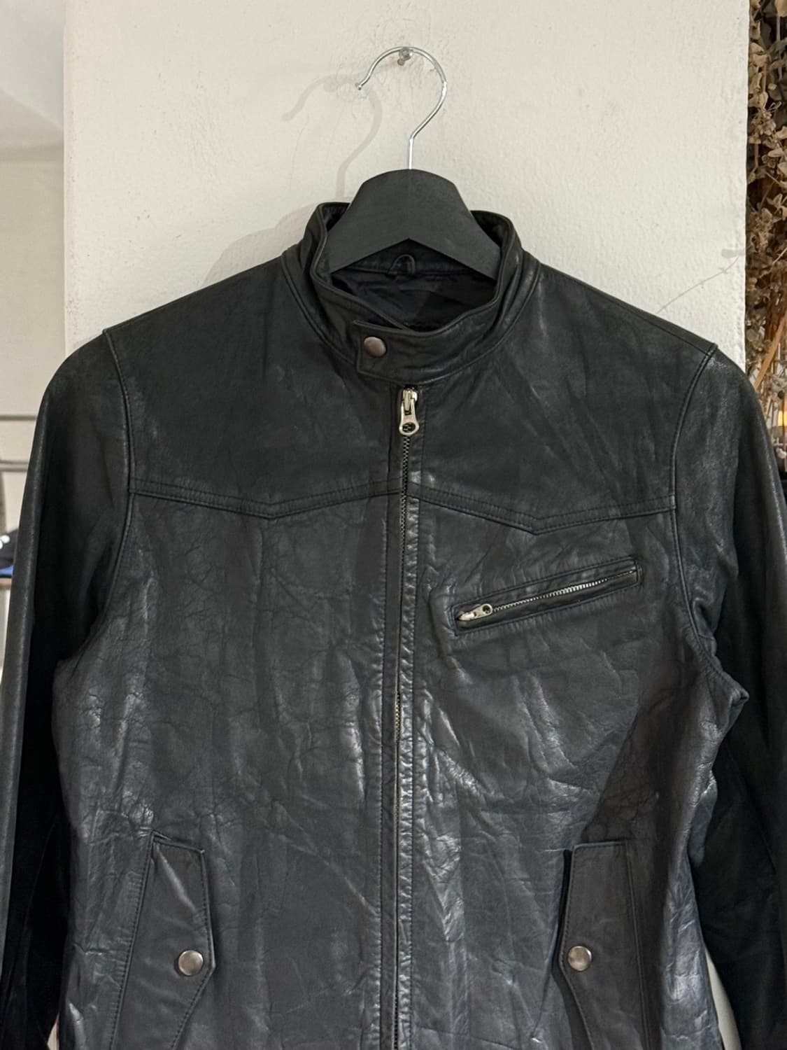 드렐라 블랙 싱글 라이더 레더 자켓 상품이미지4