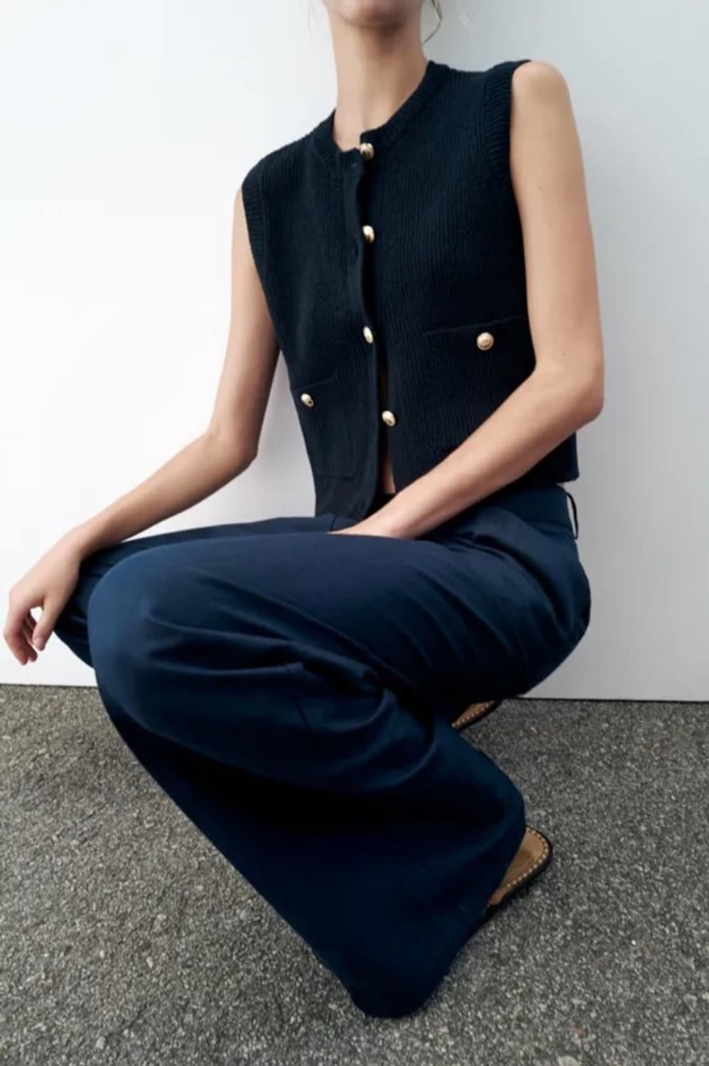 자라 네이비 니트 베스트  상품이미지2