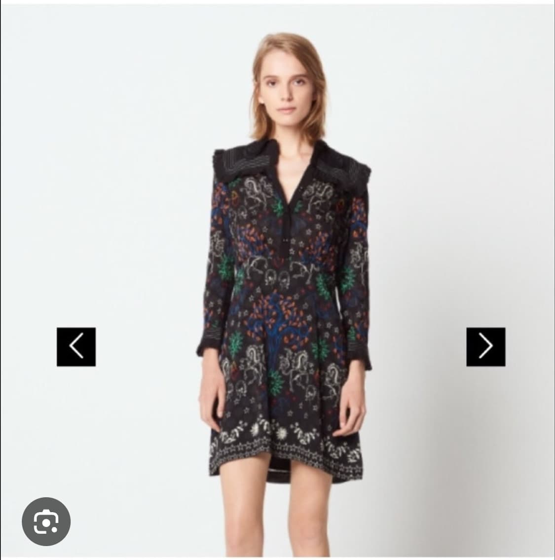 산드로 자수 카라 패턴 실크 혼방 원피스 36사이즈 상품이미지1