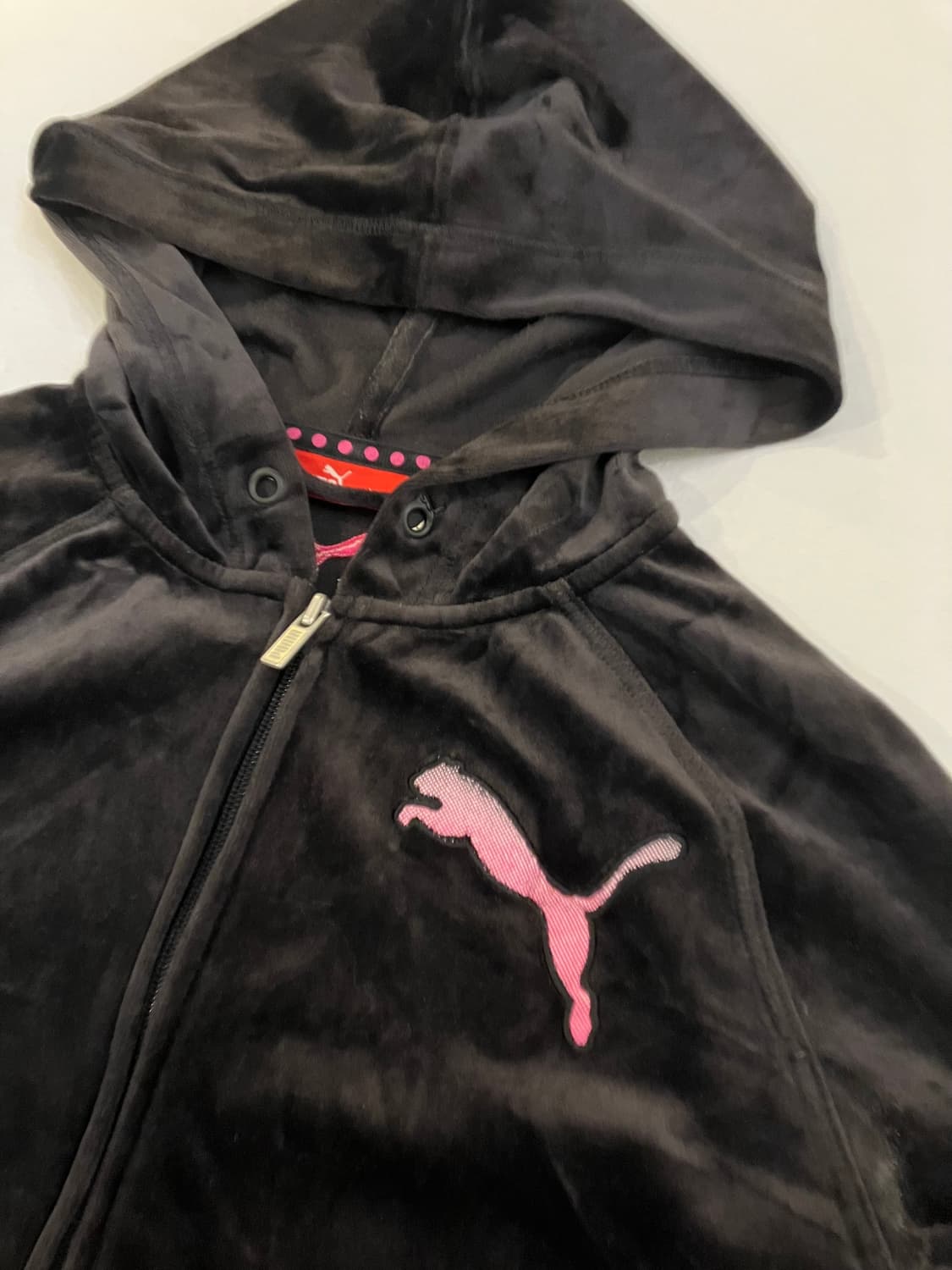 00s 푸마 딱붙핏 블랙핑크 벨벳 벨루어 y2k 후드집업 상품이미지2