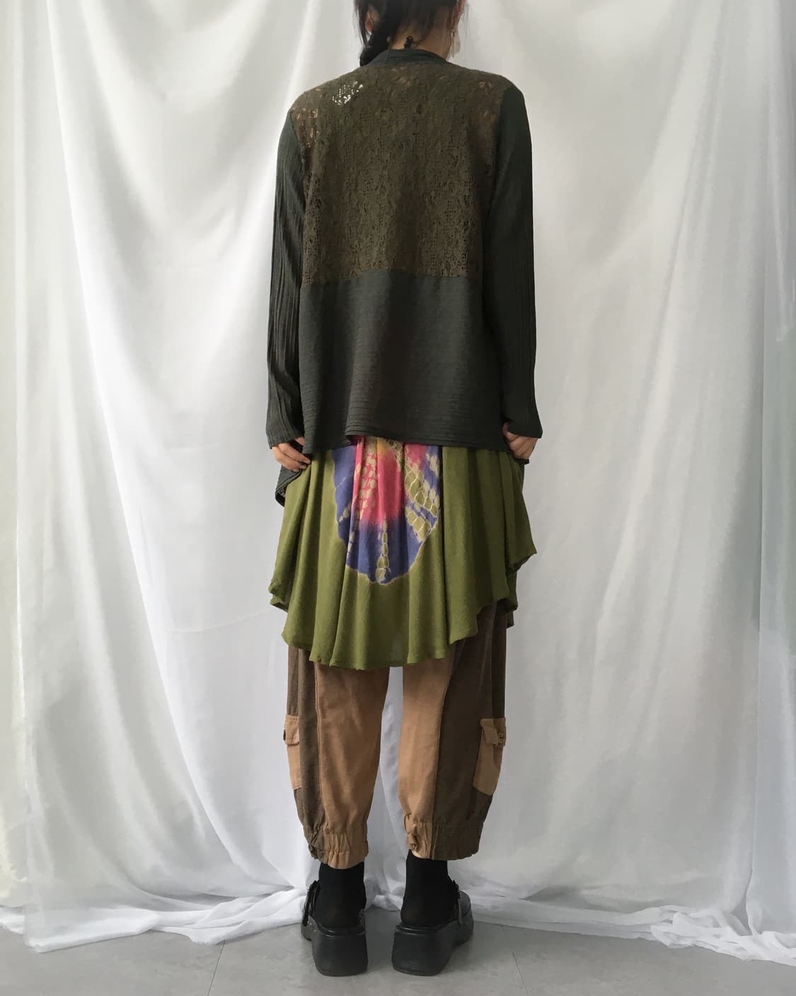 Lace layered open drape cardigan 상품이미지7