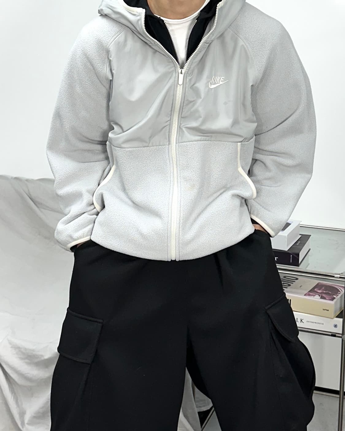 나이키 라이트 그레이 후드 플리스 자켓 2XL 상품이미지1