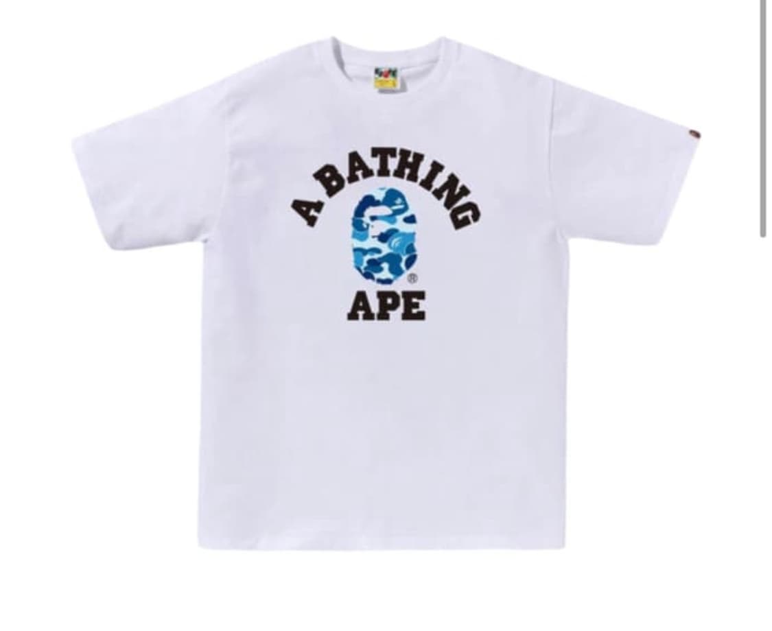 베이프 ABC 카모 컬리지 티셔츠 화이트 블루 L 상품이미지1