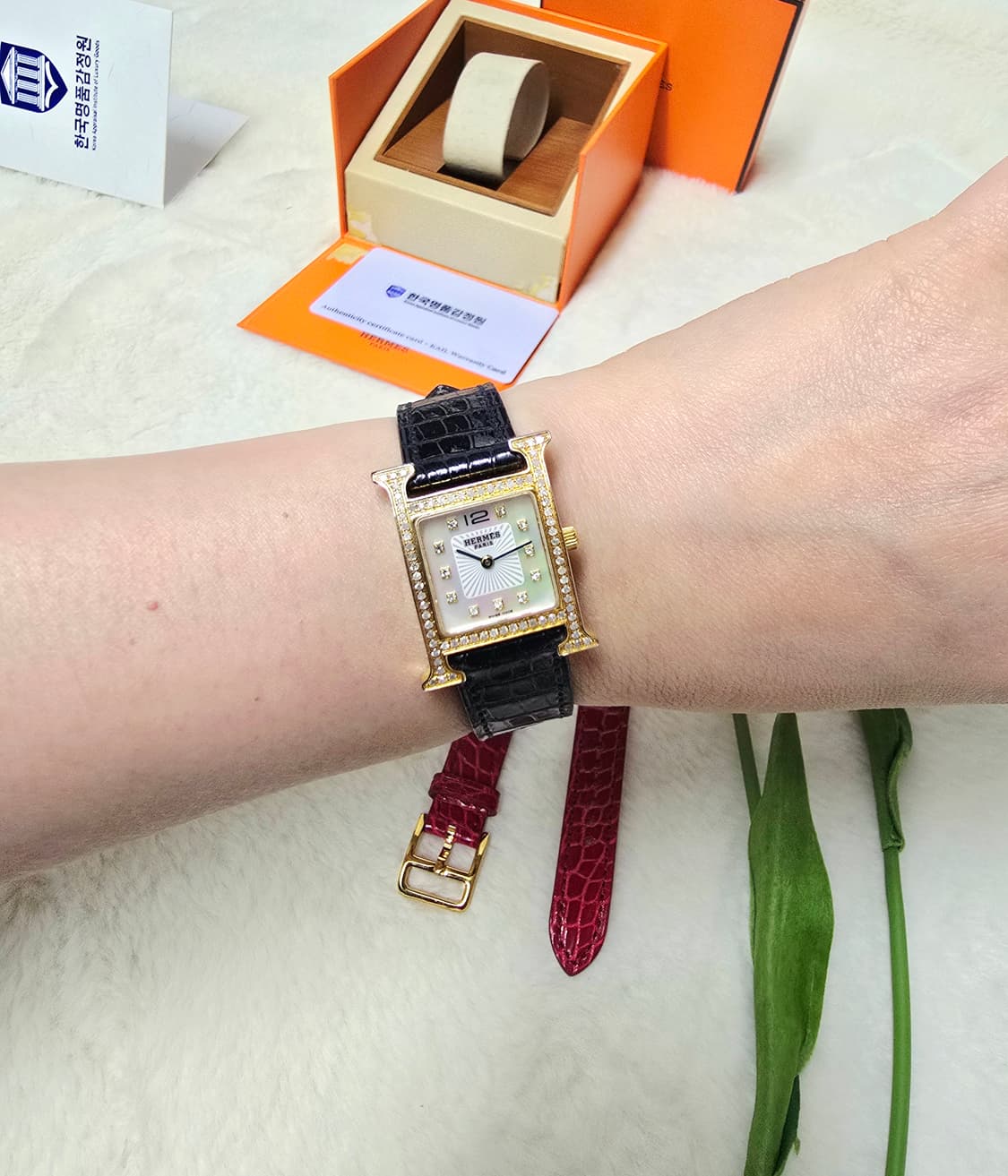 에르메스 h아워 HH.201 다이아시계 정품 감정서포함 상품이미지4