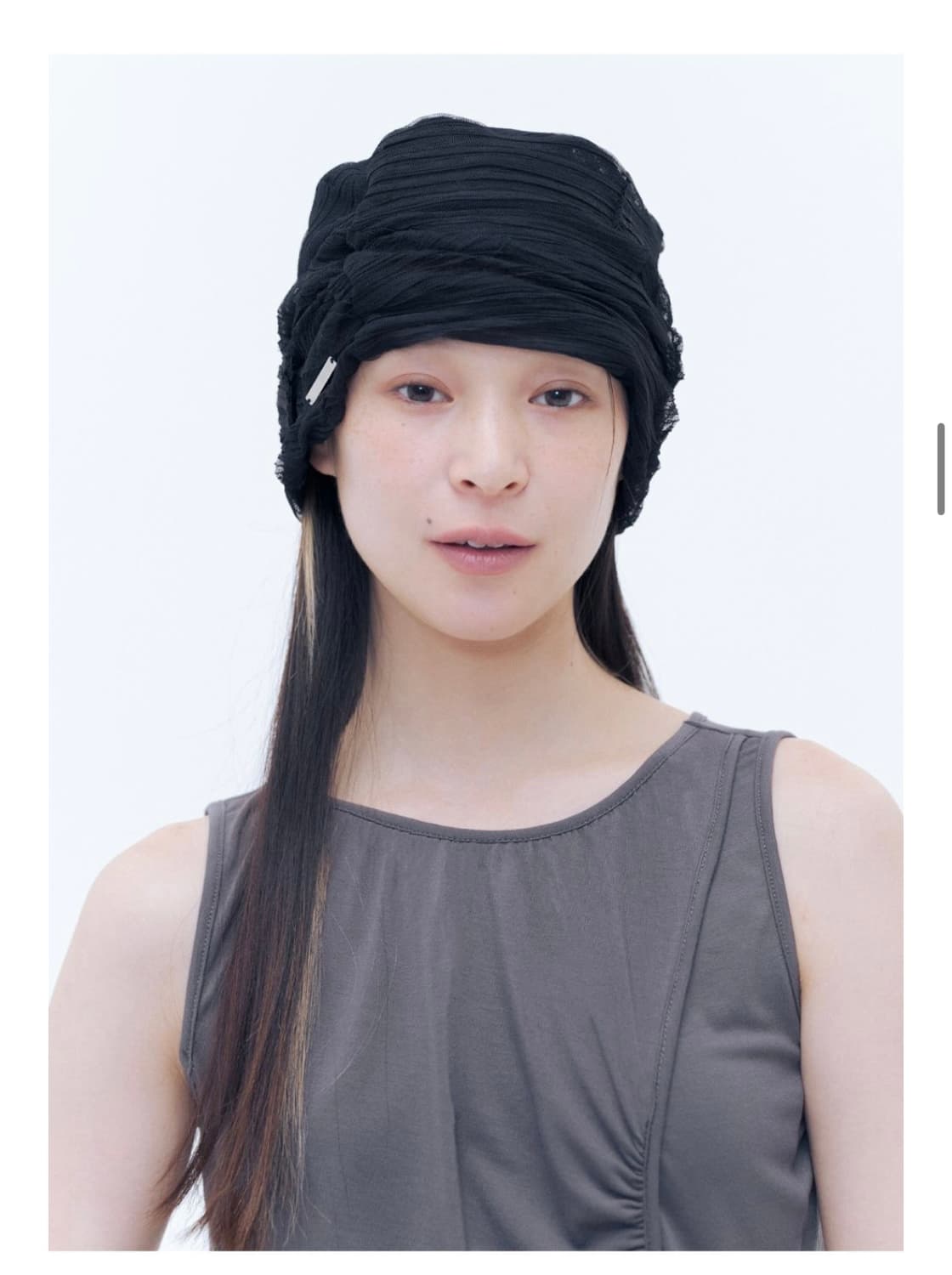 미세키서울 Sheer turban beanie BLACK 상품이미지1
