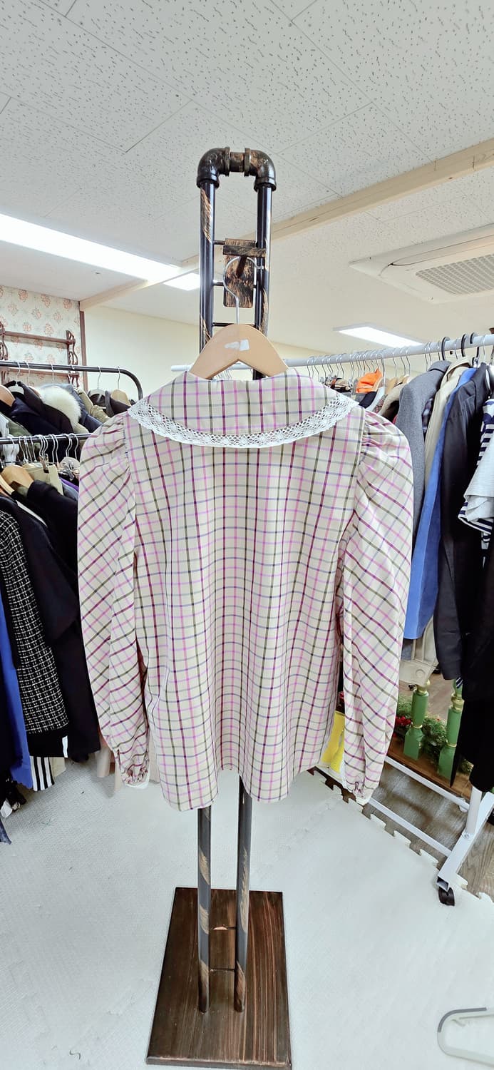 정품)막스마라 38사이즈(55~66) 막스마라 체크 레이스 블라우스 상품이미지3