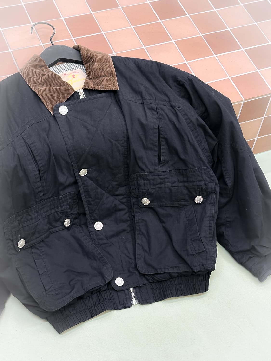 corduroy collar black bomber jacket 상품이미지5