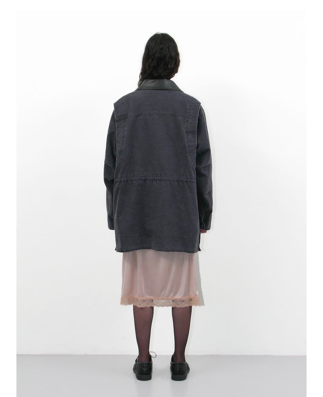 파르티멘토 우먼 워시드 데미지 코어 코트 차콜 상품이미지7