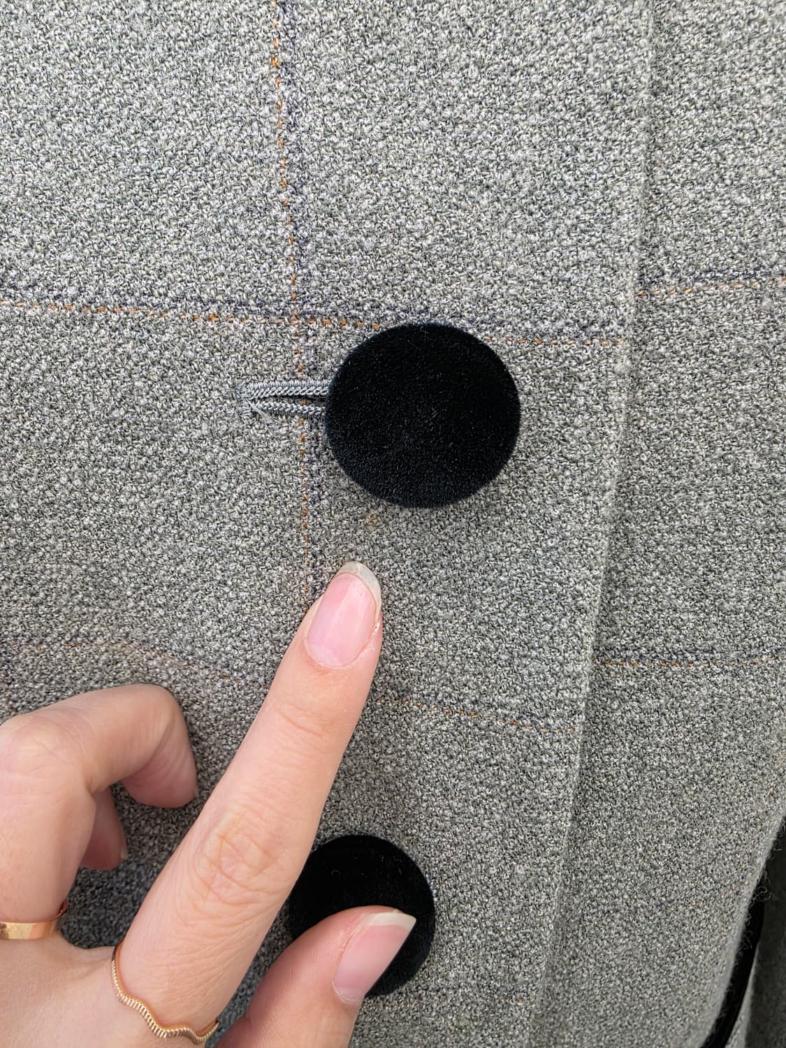 체크 벨벳 배색 여성 자켓 상품이미지5