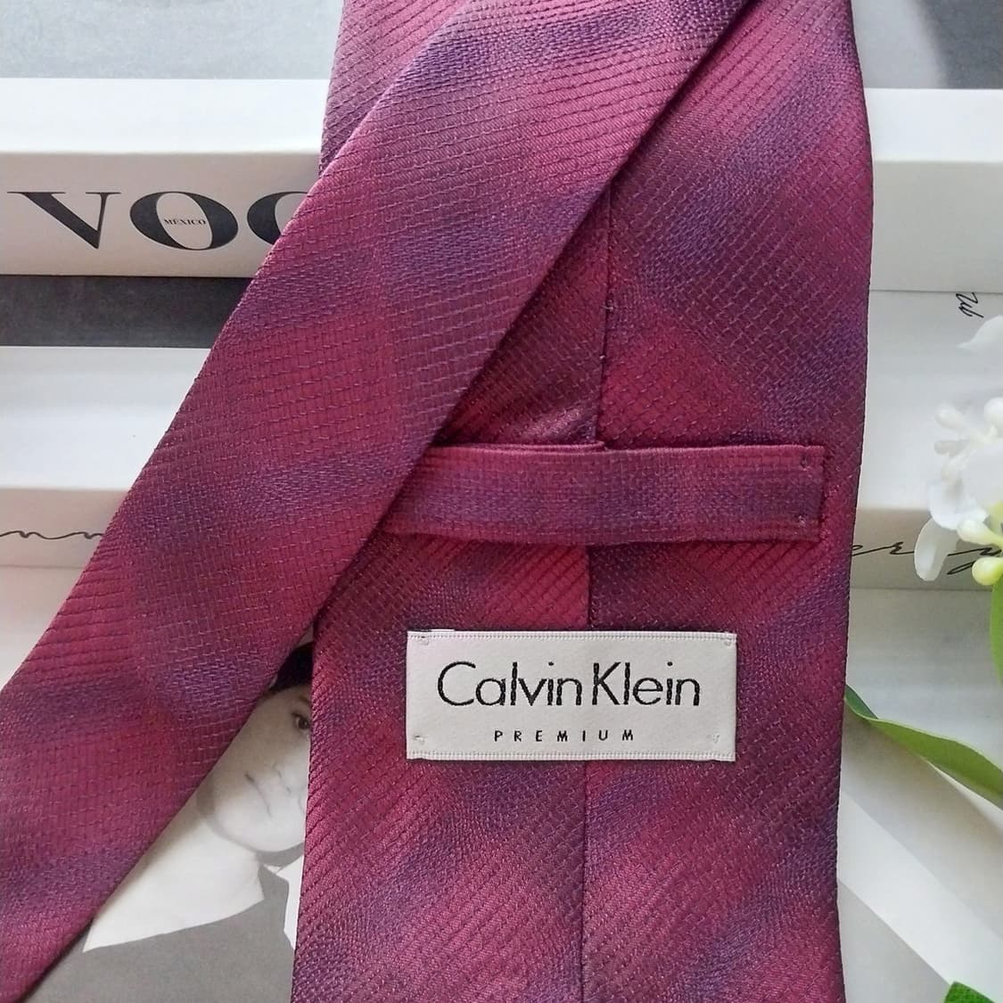 캘빈클라인 실크 와인 패턴 넥타이 8.8cm A+등급 K1678
 상품이미지6