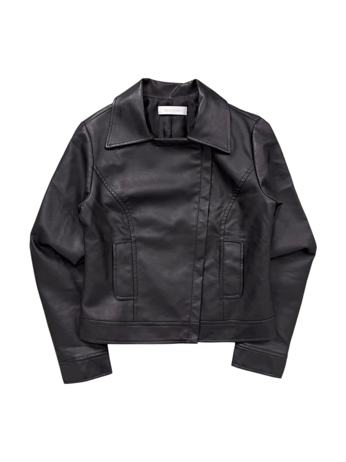 vintage asymmetric eco leather jacket  상품이미지1