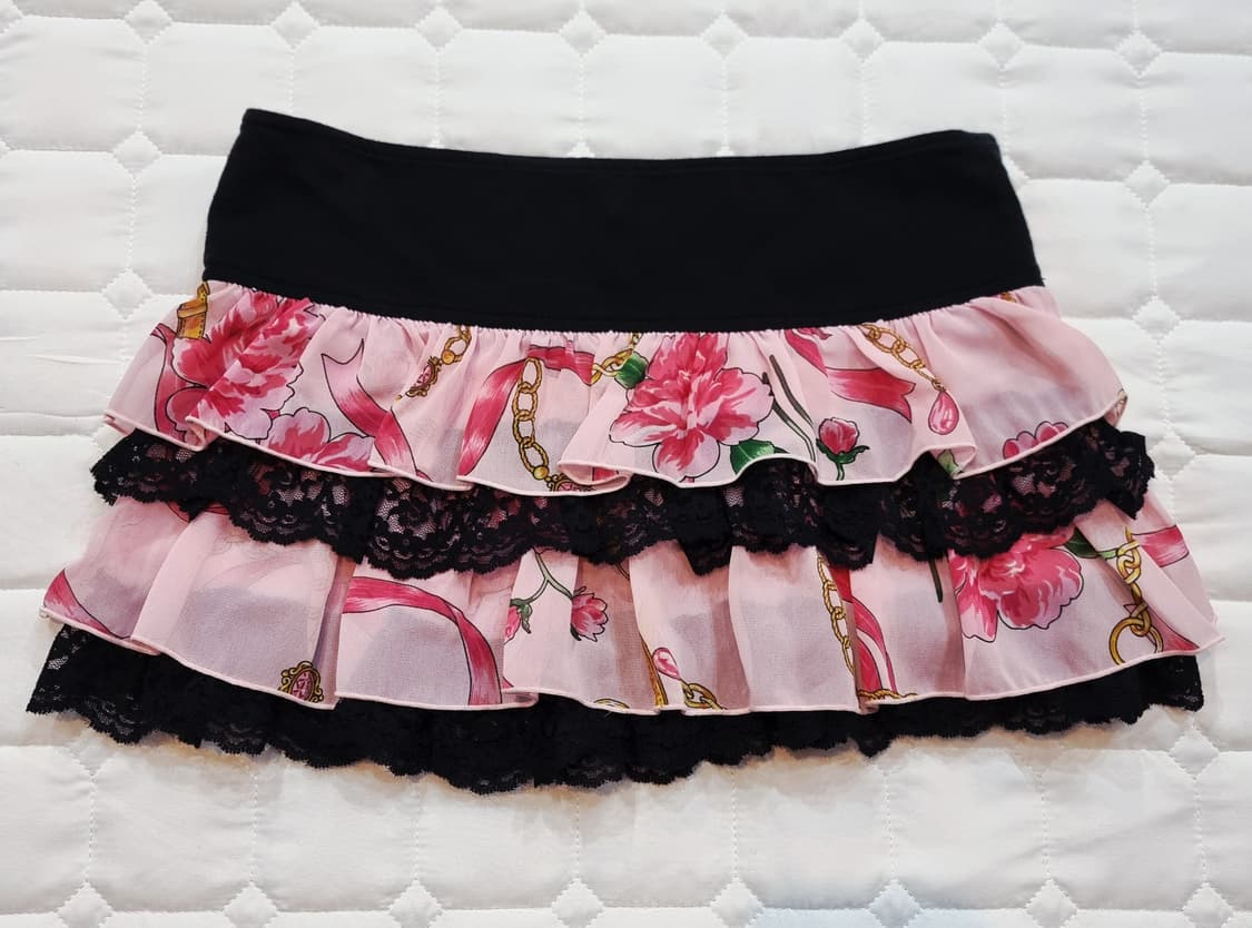 MARS 마즈 플라워 체인 3단 프릴 미니 스커트 상품이미지5