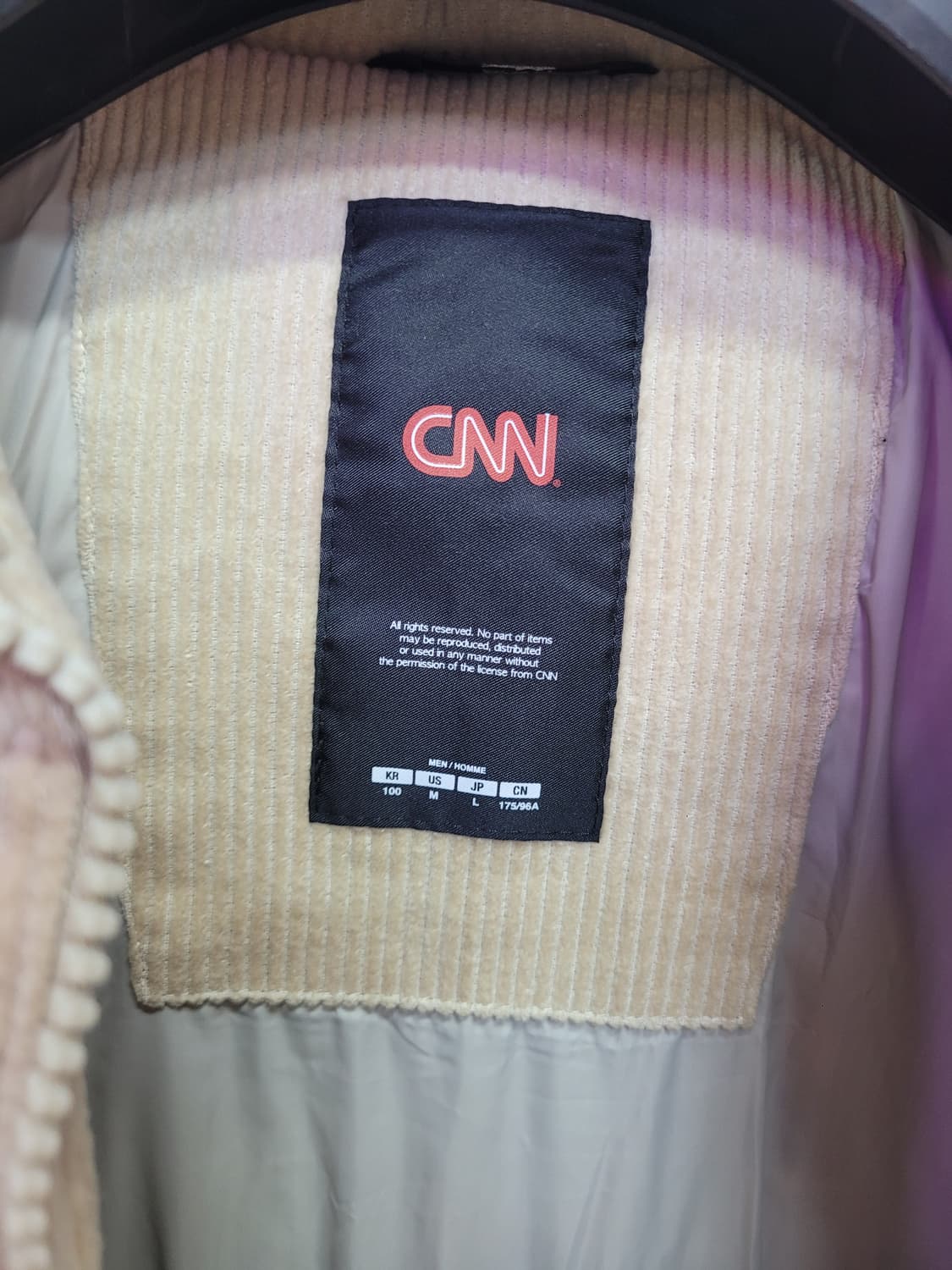 CNN 씨앤엔 아이보리 색상 코듀로이 패딩 점퍼 상품이미지5