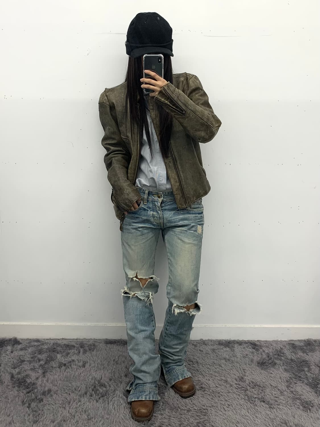 오리지널 크랙 레더 자켓 상품이미지4