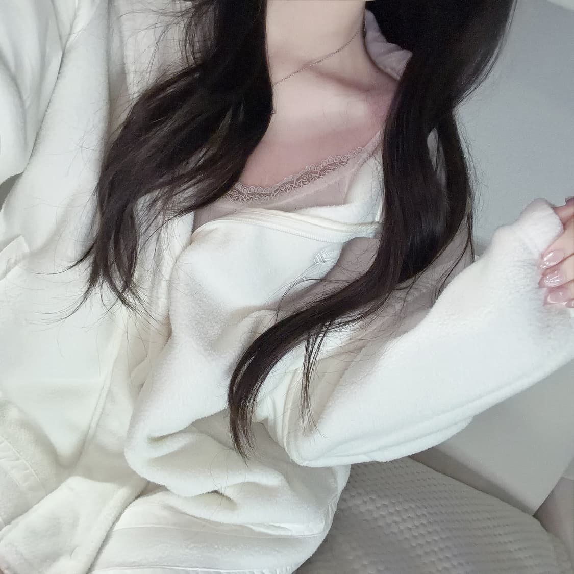 아디다스 아이보리 눈꽃 아방 후리스 자켓 s 🐰🤍 상품이미지1