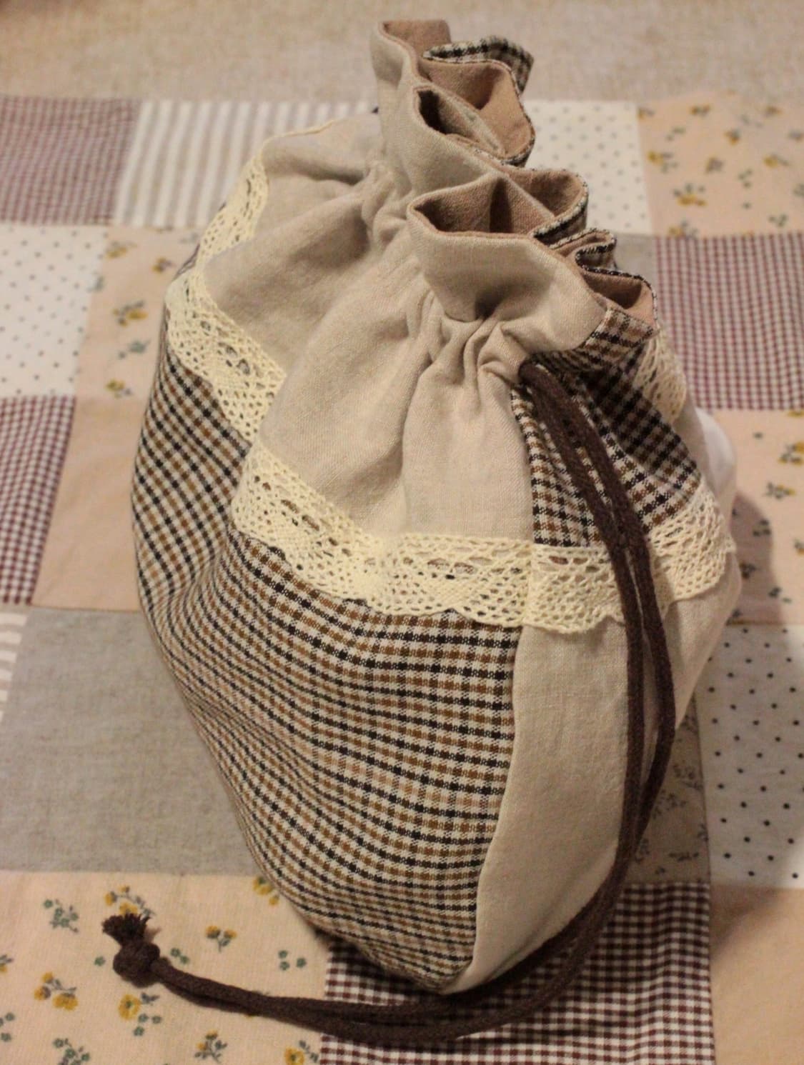 핸드메이드 빈티지 업사이클링 셔링 스트링 파우치 상품이미지10