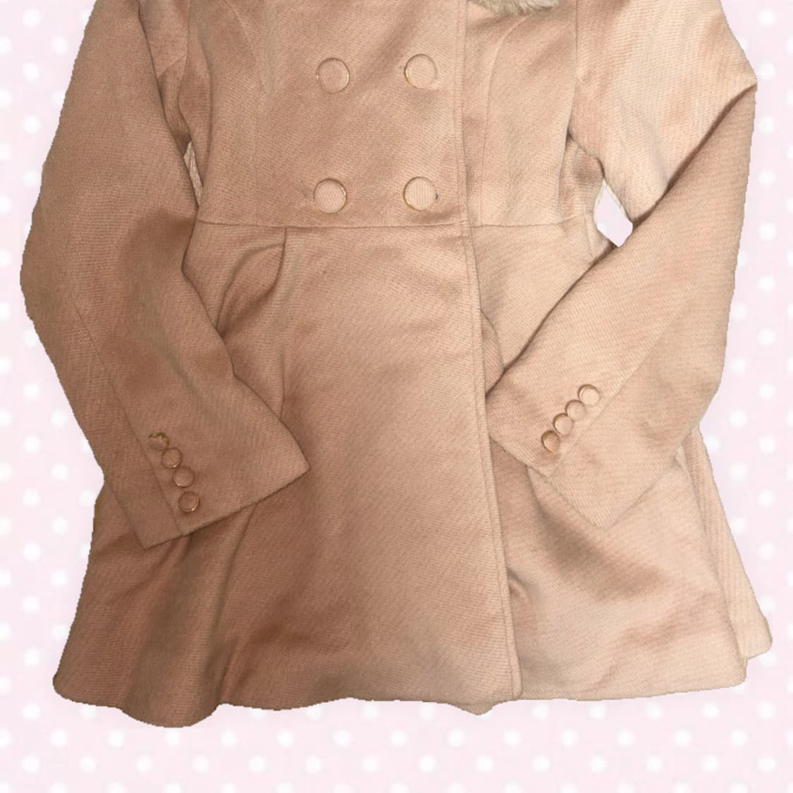 모리노가토 살구초코맛 모리걸 히메갸루깔 퍼 6단추 원피스형 코트 상품이미지4