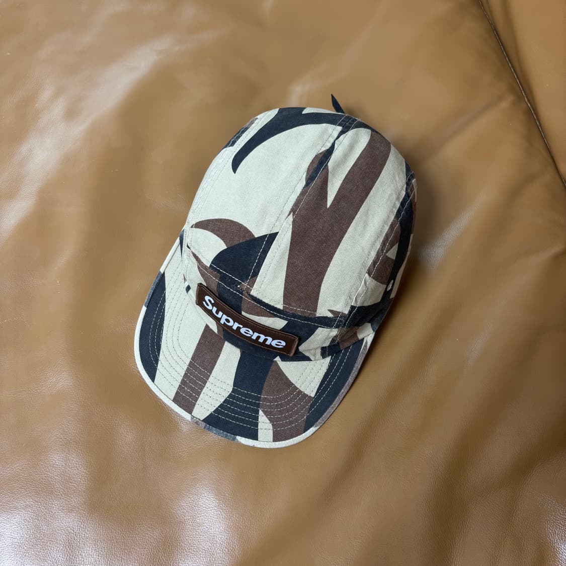슈프림 캠프캡 모자 박스로고 워시드 카모 탄 상품이미지5