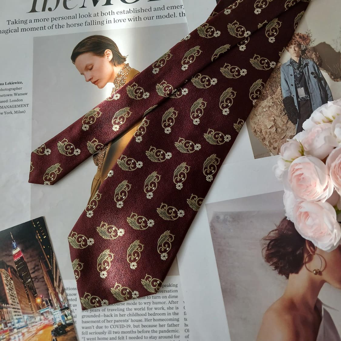 소니아 리키엘 실크 브라운 넥타이 10cm 새제품 A19018
 상품이미지4