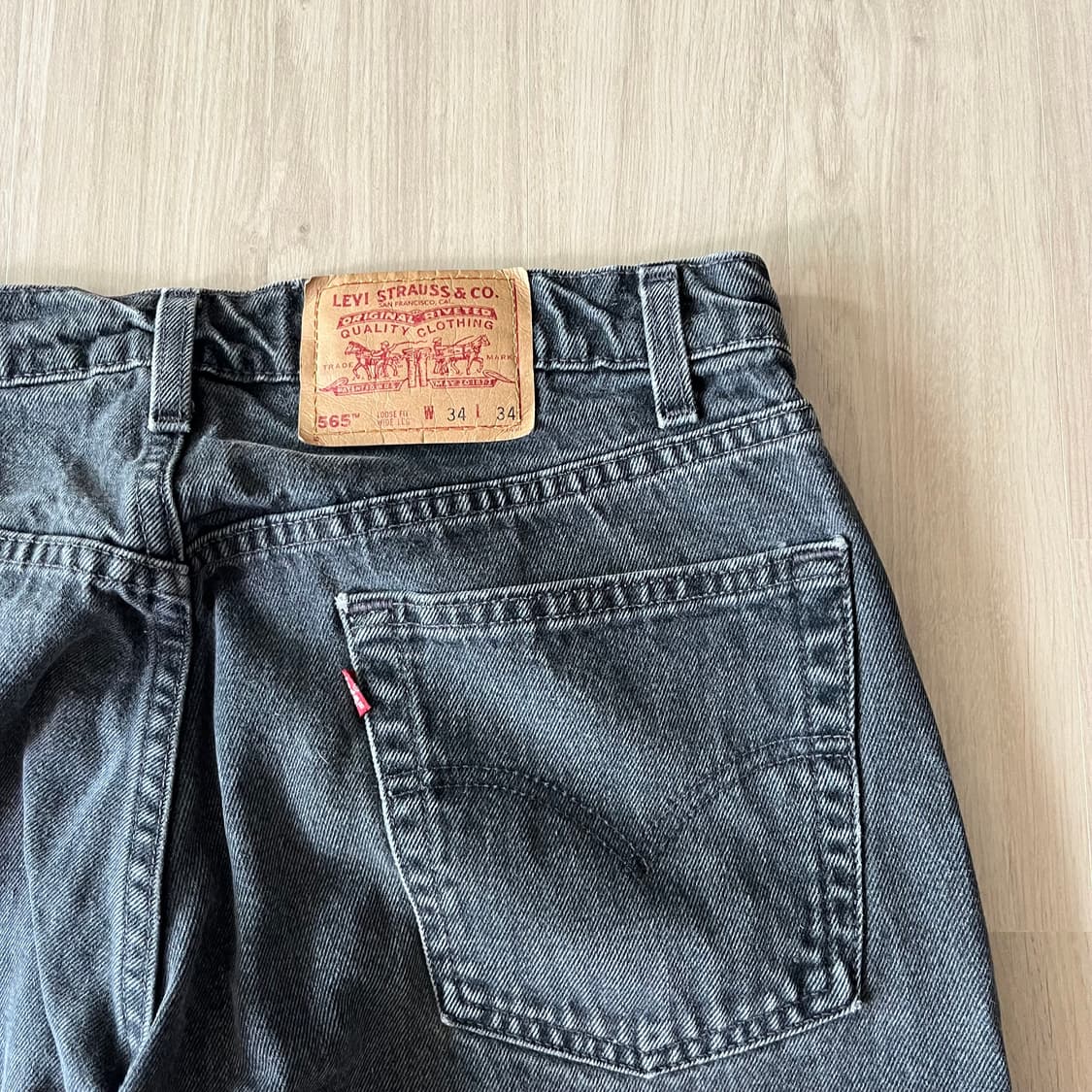 [34X34] 90s 빈티지 리바이스 565 블랙 made in usa 상품이미지5