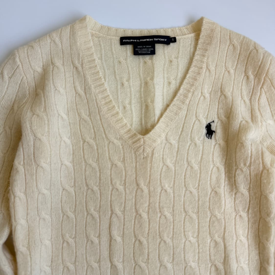 Polo 폴로 랄프로렌 우먼스 램스울100% 크림아이보리 케이블 니트 상품이미지4